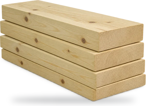 A neat stack of new pale pine timber boards